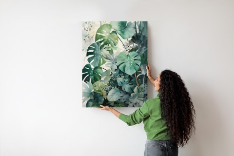Plakat Botaniczne Zielone Tło Monstera