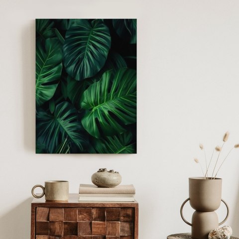 Plakat Botaniczny Wzór Ciemnozielone Liście Monstera