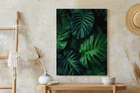 Plakat Botaniczny Wzór Ciemnozielone Liście Monstera