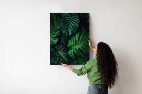 Plakat Botaniczny Wzór Ciemnozielone Liście Monstera