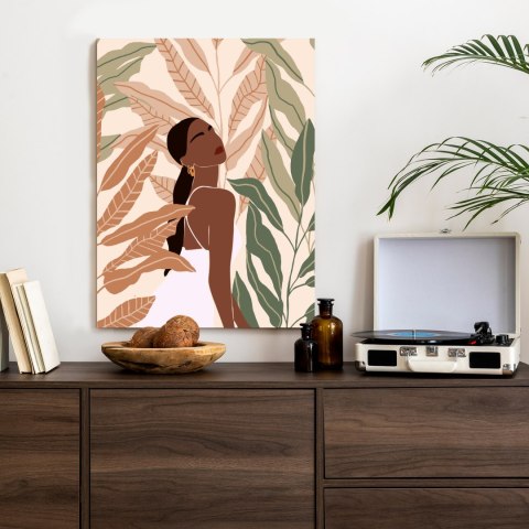 Plakat Ciemnoskóra Kobieta I Tropikalne Rośliny