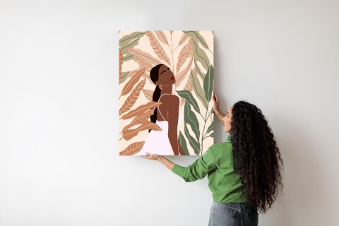 Plakat Ciemnoskóra Kobieta I Tropikalne Rośliny