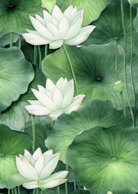 Plakat Kwiat Lotosu Wśród Zielonych Liści