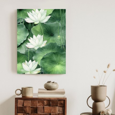 Plakat Kwiat Lotosu Wśród Zielonych Liści