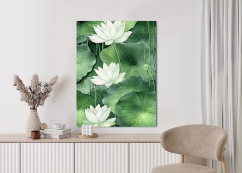 Plakat Kwiat Lotosu Wśród Zielonych Liści