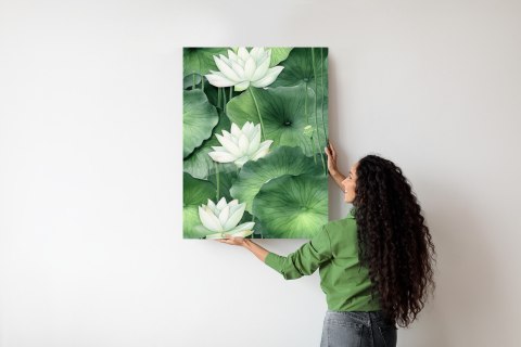 Plakat Kwiat Lotosu Wśród Zielonych Liści