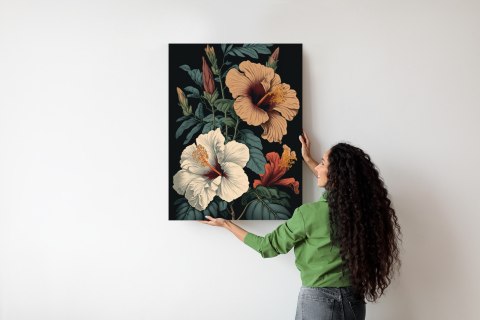 Plakat Kwiaty Hibiskusa I Zielone Liście