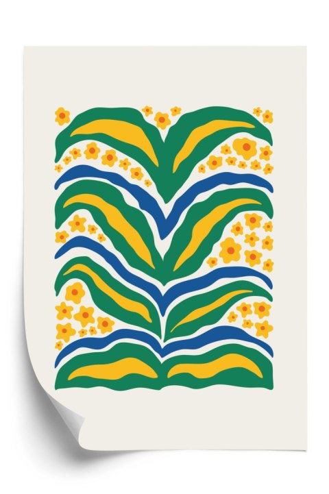 Plakat Minimalistyczna Roślina Z Żółtymi Kwiatami Abstrakcja