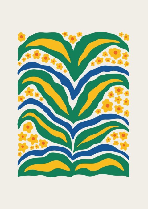 Plakat Minimalistyczna Roślina Z Żółtymi Kwiatami Abstrakcja