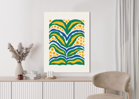 Plakat Minimalistyczna Roślina Z Żółtymi Kwiatami Abstrakcja