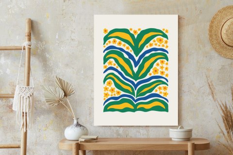 Plakat Minimalistyczna Roślina Z Żółtymi Kwiatami Abstrakcja