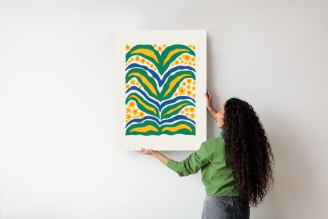 Plakat Minimalistyczna Roślina Z Żółtymi Kwiatami Abstrakcja