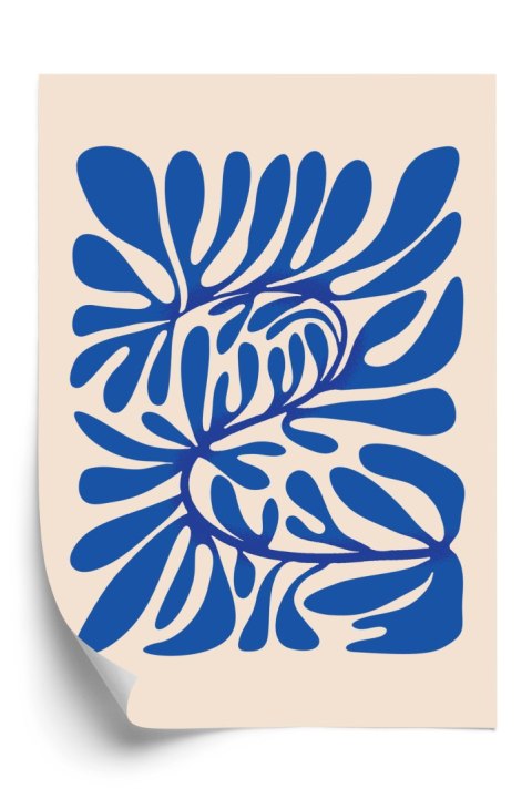 Plakat Minimalistyczny Wzór Niebieska Roślina