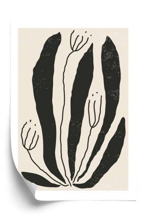 Plakat Wielkie Czarne Liście I Kwiaty W Stylu Matisse