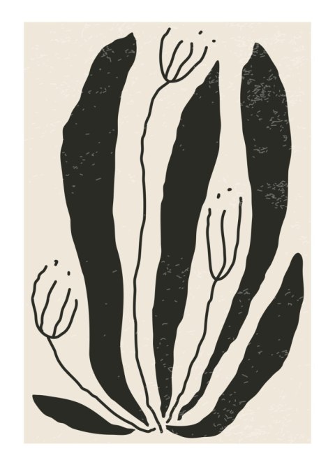 Plakat Wielkie Czarne Liście I Kwiaty W Stylu Matisse