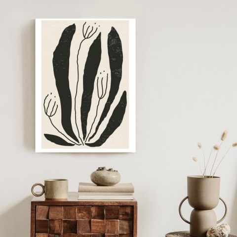 Plakat Wielkie Czarne Liście I Kwiaty W Stylu Matisse