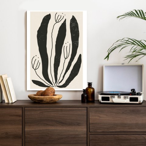 Plakat Wielkie Czarne Liście I Kwiaty W Stylu Matisse