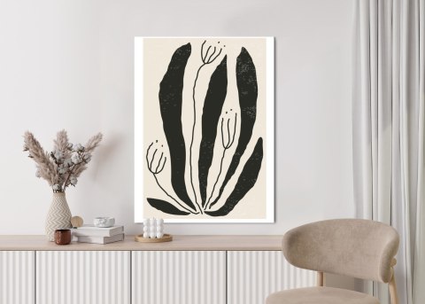 Plakat Wielkie Czarne Liście I Kwiaty W Stylu Matisse