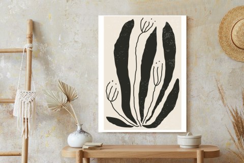 Plakat Wielkie Czarne Liście I Kwiaty W Stylu Matisse