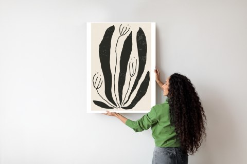 Plakat Wielkie Czarne Liście I Kwiaty W Stylu Matisse