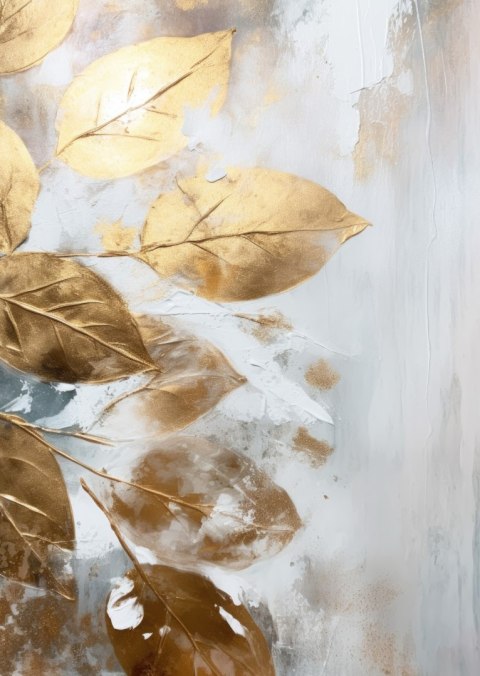 Plakat Złoto Na Malowanych Liściach