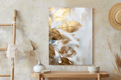 Plakat Złoto Na Malowanych Liściach