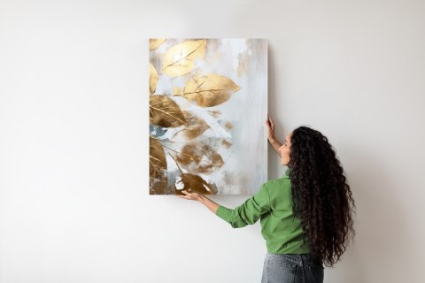 Plakat Złoto Na Malowanych Liściach