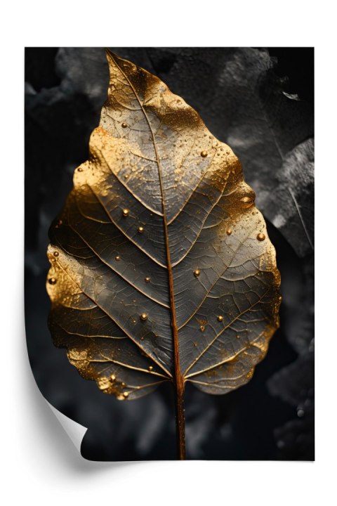 Plakat Złoty Liść W Stylu Vintage