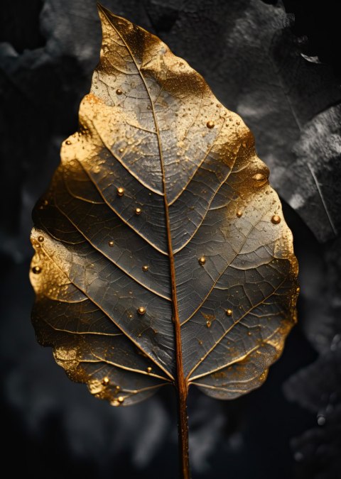 Plakat Złoty Liść W Stylu Vintage