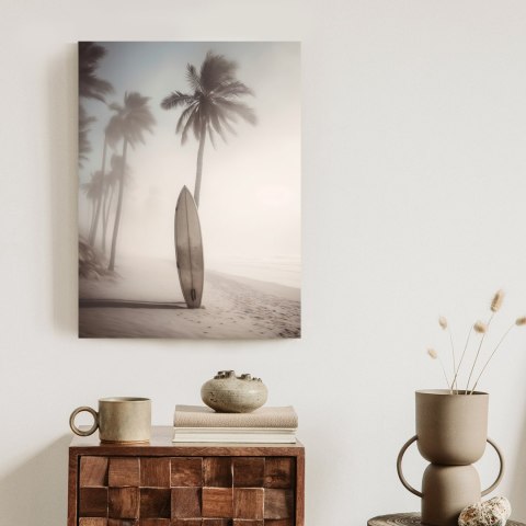 Plakat Deska Surfingowa Na Plaży Z Palmami