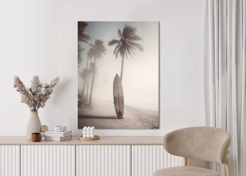 Plakat Deska Surfingowa Na Plaży Z Palmami