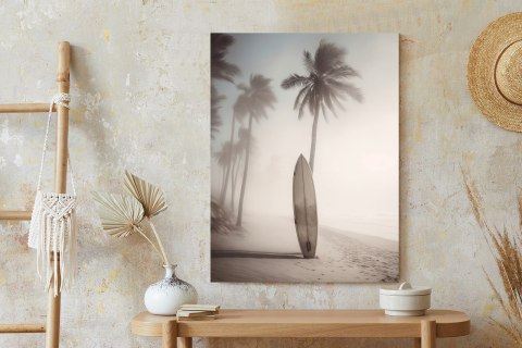Plakat Deska Surfingowa Na Plaży Z Palmami