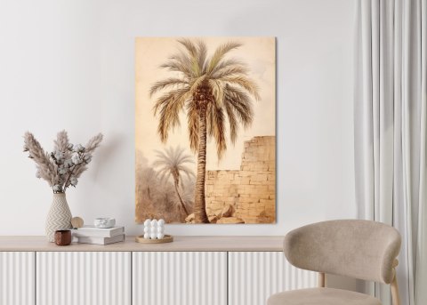 Plakat Ilustracja Palmy Przy Starym Murze