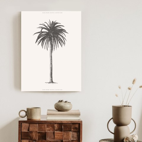 Plakat Ilustracja Szarej Palmy Vintage