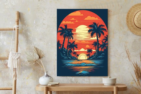 Plakat Letnia Plaża Z Palmami I Morzem