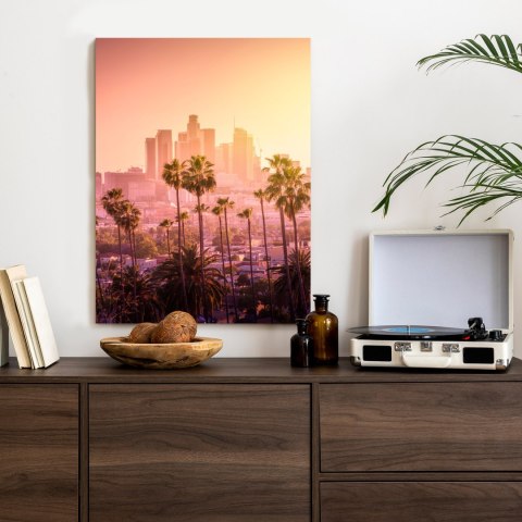 Plakat Panorama Los Angeles Z Palmami I Zachodem Słońca