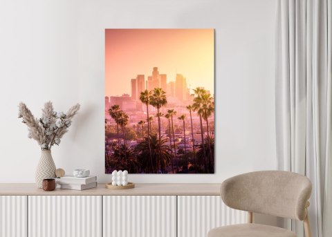 Plakat Panorama Los Angeles Z Palmami I Zachodem Słońca