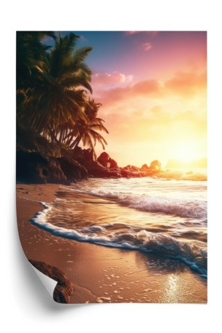Plakat Plaża Morze I Drzewa Palmowe