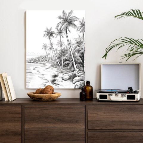 Plakat Tropikalna Plaża Z Palmami I Piaszczystym Wybrzeżem Morskim