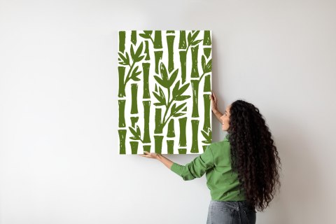 Plakat Zielone Drzewa Bambusowe Z Liśćmi