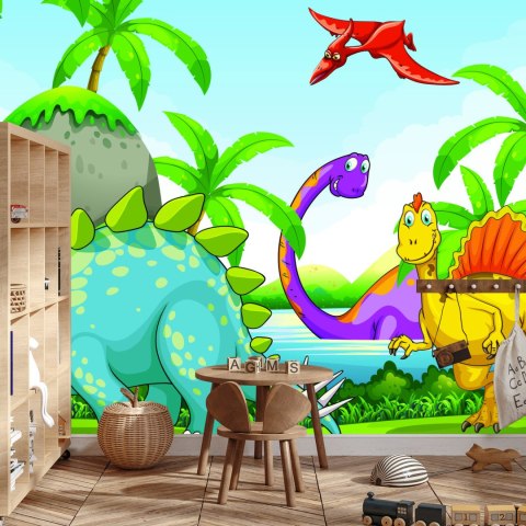 Fototapeta Dinozaury Zieleń I Palmy