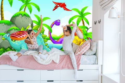 Fototapeta Dinozaury Zieleń I Palmy