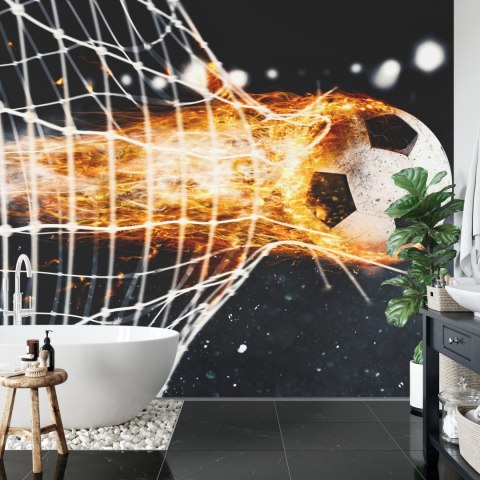 Fototapeta Płonąca Piłka Niszcząca Bramkę