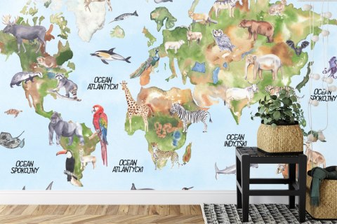 Fototapeta Akwarelowa Mapa Świata