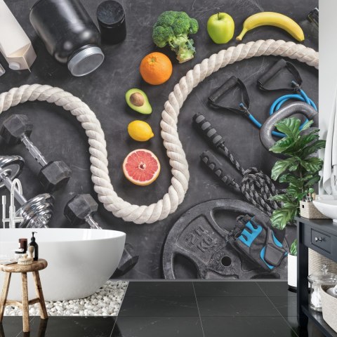 Fototapeta Sprzęt Sportowy Z Owocami I Warzywami