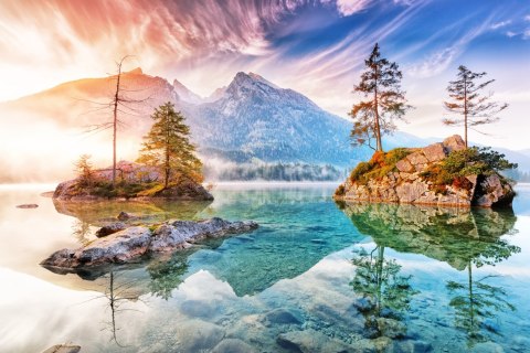 Fototapeta Jezioro Hintersee W Bawarii W Niemczech