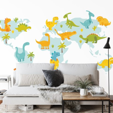 Fototapeta Mapa Świata Z Dinozaurami
