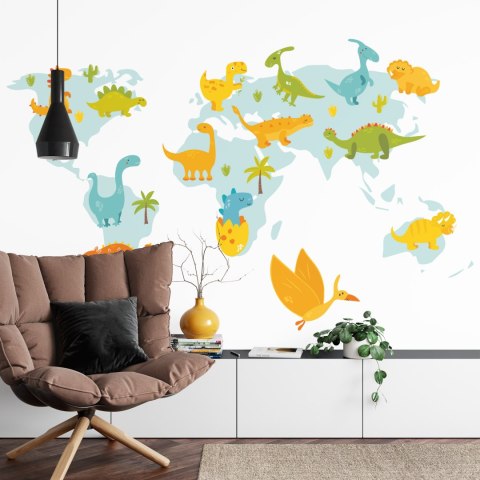 Fototapeta Mapa Świata Z Dinozaurami