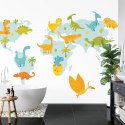 Fototapeta Mapa Świata Z Dinozaurami