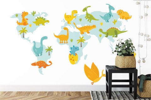 Fototapeta Mapa Świata Z Dinozaurami